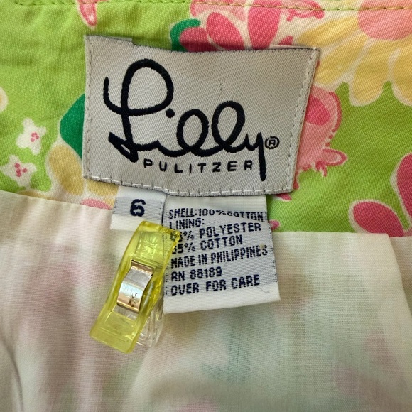 Vintage Lilly Pulitzer Skirt Pink/Green Floral w/ Rhinos Cotton Lined: Size 6 - Picture 11 of 16